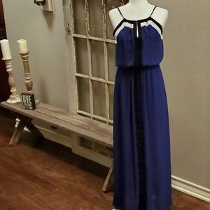 Alya blue black white maxi dress, sz M